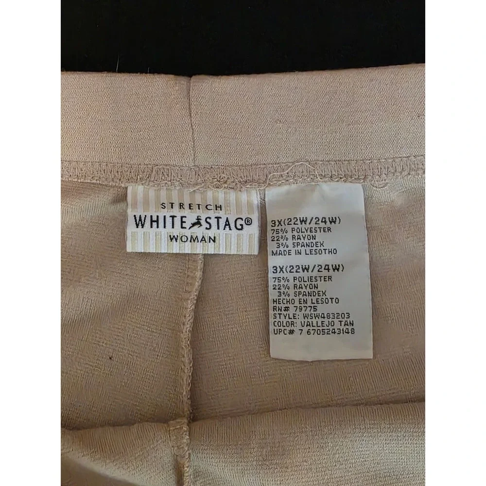2 White Stag Woman Stretch Pants Bundle 3X 22W 24W Tan Black Pull On Trousers